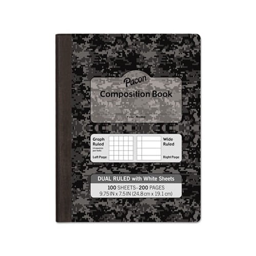 Composition Book, 20 lb Bond Weight Sheets, Wide/Legal Rule, Black Cover, (100) 9.75 x 7.5 Sheets Composition Book, 20 lb Bond Weight Sheets, Wide/Legal Rule, Black Cover, (100) 9.75 x 7.5 Sheets