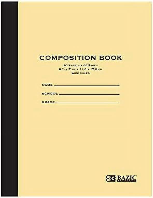 Composition Book Wide Ruled 20 Sheet Manila Cover Notebook 8.5"X7