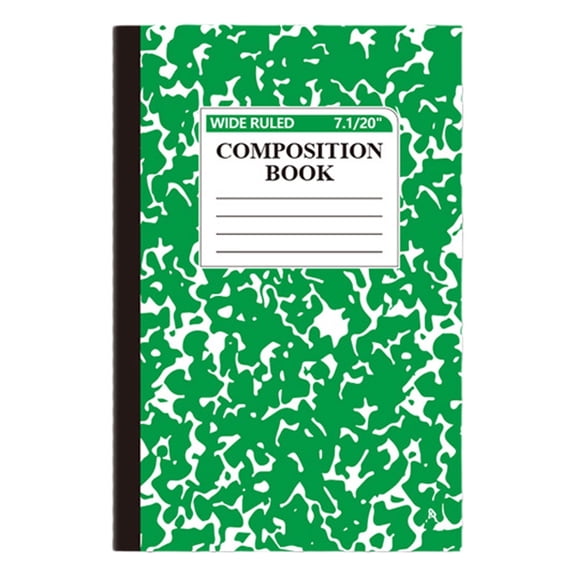 Composition Books for 50 Cents,Composition Book Wide Ruled 5.51"x 8.27" Marble Design, Paper Cover, 30 Sheets 60 Pages Composition Book Primary Journal Draw Top Lines Bottom,Assorted Colors(Green)