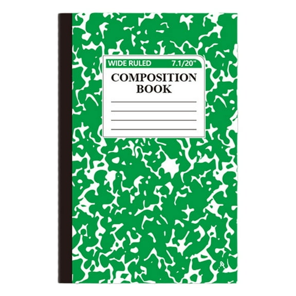 Composition Book Wide Ruled Black 100 Ct,Marble Composition Books 5.51"x 8.27" 30 Sheets 60 Pages Paper Cover Assorted Colors,Composition Book Primary Journal Draw Top Lines Bottom(Green)