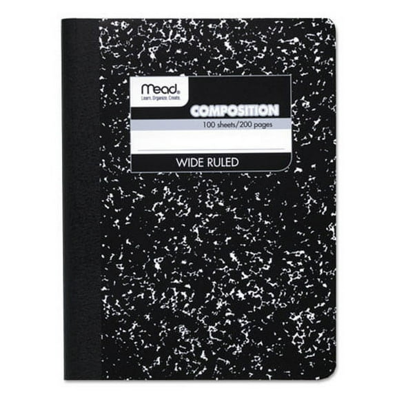 "Composition Book, Wide/legal Rule, Black Cover, 9.75 X 7.5, 100 Sheets | Bundle of 2 Each"