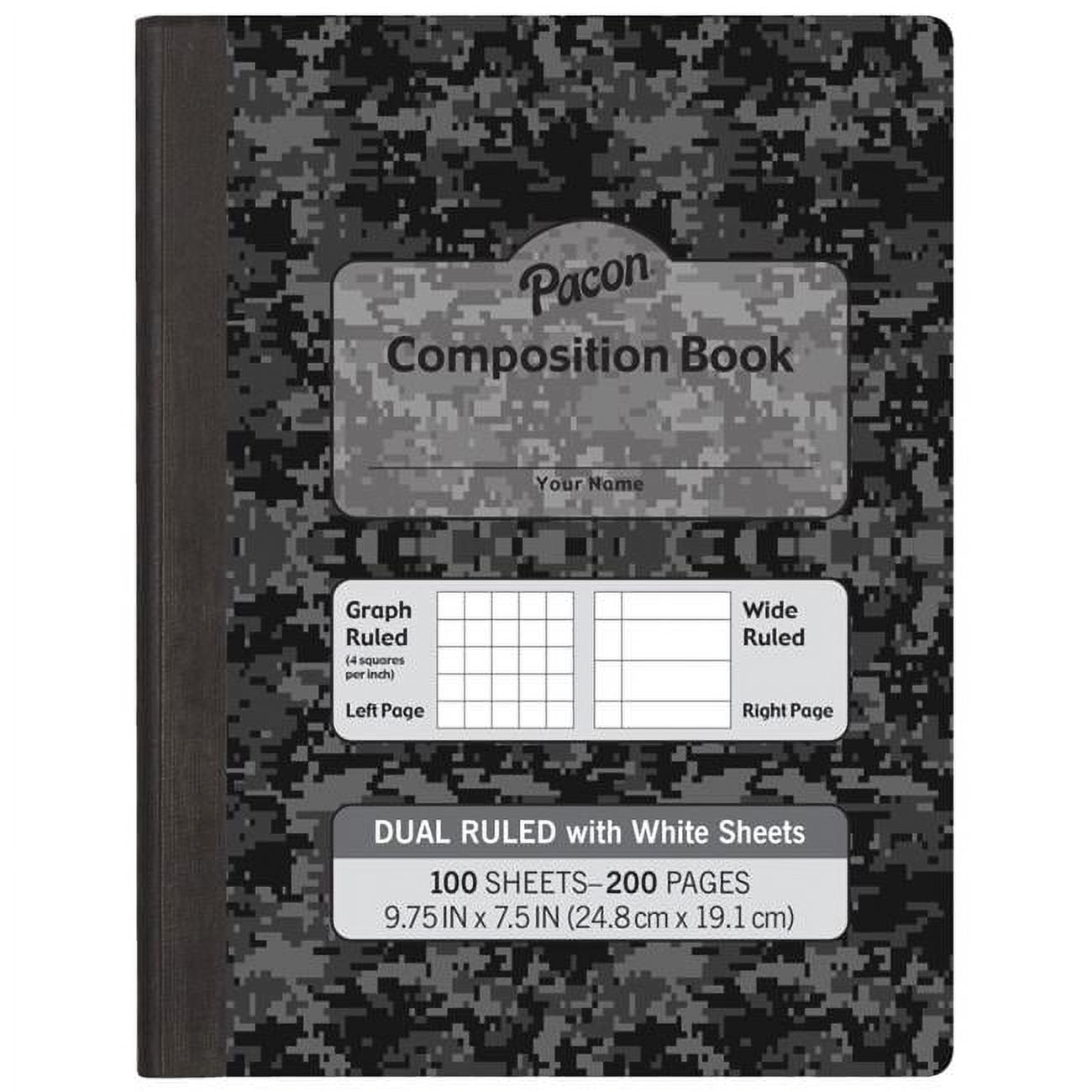 Composition Book, 20 lb Bond Weight Sheets, Wide/Legal Rule, Black Cover, (100) 9.75 x 7.5 Sheets Composition Book, 20 lb Bond Weight Sheets, Wide/Legal Rule, Black Cover, (100) 9.75 x 7.5 Sheets
