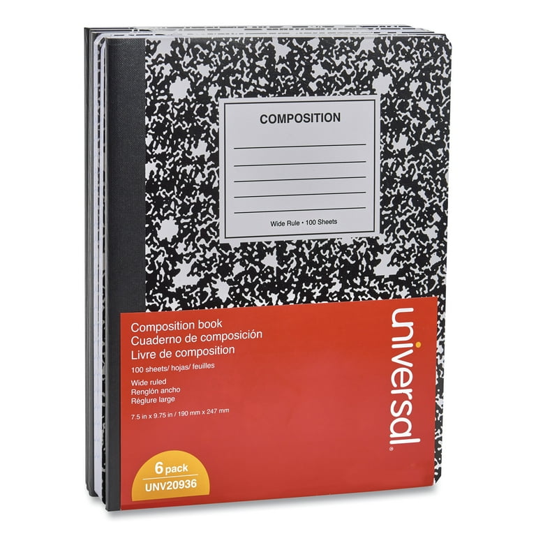 Marble Cover Composition Book, Wide/Legal Rule, Black Marble Cover, (100) 9.75 x 7.5 Sheets Marble Cover Composition Book, Wide/Legal Rule, Black Marble Cover, (100) 9.75 x 7.5 Sheets
