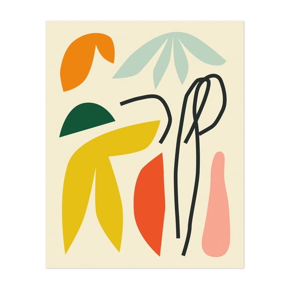 Composition - Digital Art Abstract Minimalist Modern Art Geometric Boho Mid-Century Modern Pattern Unframed Wall Art Print 6 x 8 inches