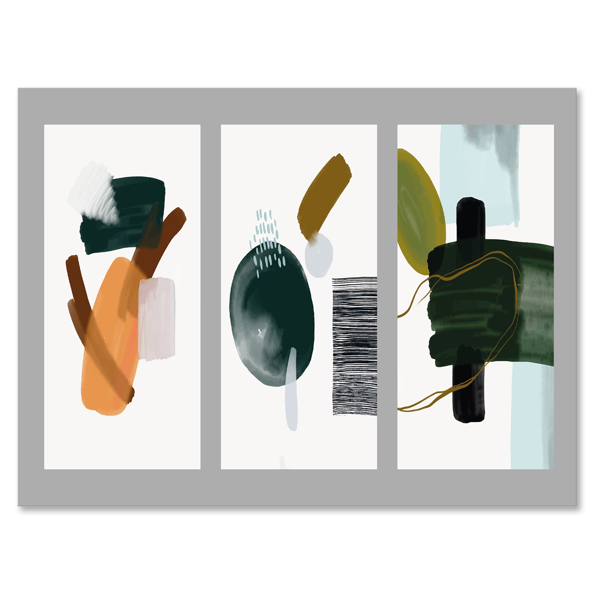 Composition Minimalistic of Organic Shapes IV 32 in x 16 in Painting Canvas Art Print, by Designart
