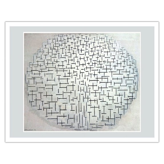 Composition No. 10 Pier and Ocean - From an Original Color Painting by Piet Mondrian c.1915 - Fine Art Matte Paper Print (Unframed) 11x14in