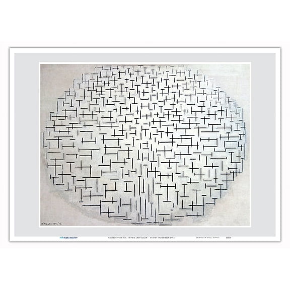 Composition No. 10 Pier and Ocean - From an Original Color Painting by Piet Mondrian c.1915 - Master Art Print 10in x 14in