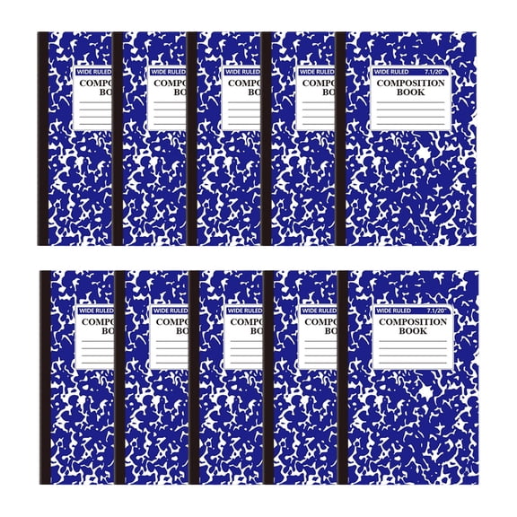 Composition Notebook, 10 Pcs Narrow Ruled Composition Books Bulk, Small Pocket Marble Journal Notebooks, 8.19 X 5.47 In