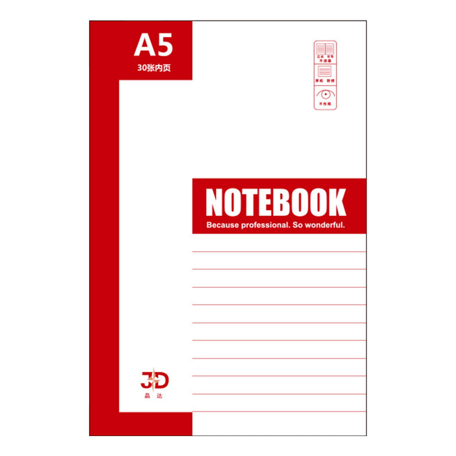 Composition Notebook A5 Rectangular Paper Wide Ruled 30-40 Sheets For ...