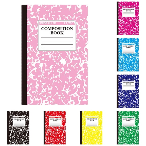 Composition Notebook, A5 Wide Ruled 30 Sheets Marble Cover 8.3x5.5in Sewn Binding,8Pcs