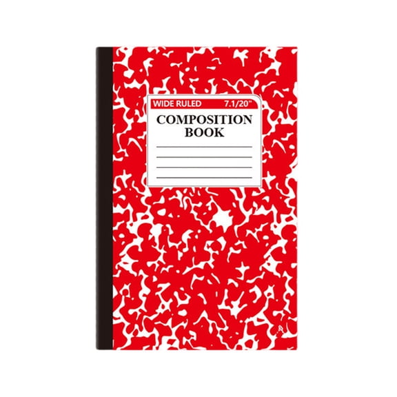 Composition Notebook, A5 Wide Ruled Lined Paper Journal with Marble Color Cover Design, 30Sheets 60 Pages, Red