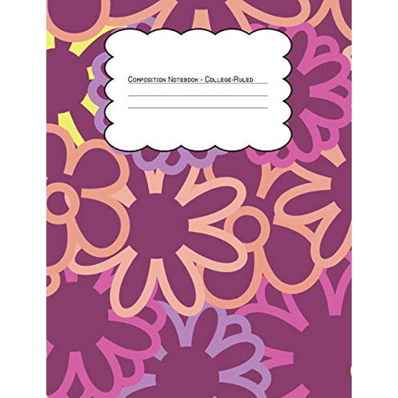 Composition Notebook College Ruled: Bright Stroke Hippie Floral Pattern 1 (Paperback)