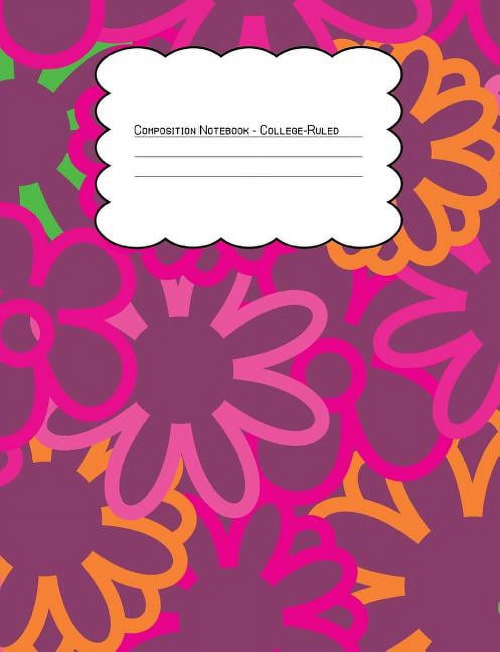 Composition Notebook College Ruled: Hippie Floral Bright Outline Overlap Pattern 3 (Paperback)