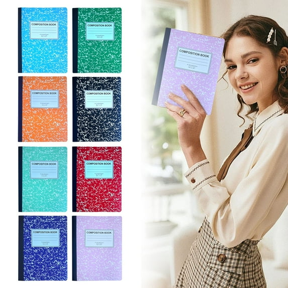 Composition Notebook,Composition Notebook College Ruled,8 Pack 8 Pastel Colors Ruled Composition Books Bulk, Marble Cover Notepad Lined Cute Journal Notebook Writing,Horizontal Grid Version