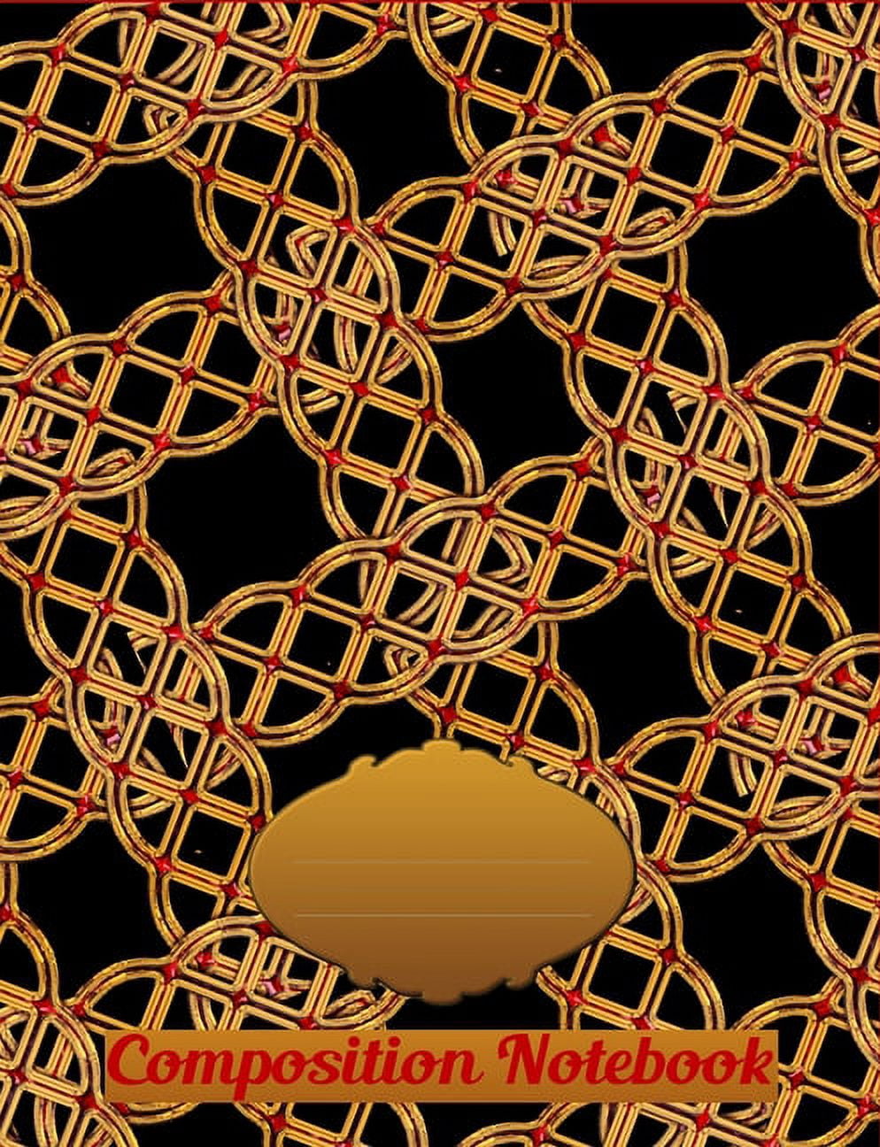 Composition Notebook: Golden and ruby red celtic design on a black background (Paperback)