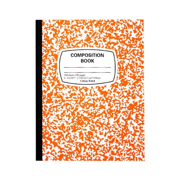Composition Notebook, Marble Wide Ruled Composition Book, Cute Composition Notebooks for Writing, 200 Pages per Comp Book, Office Supplies, Classroom Must Haves,Orange