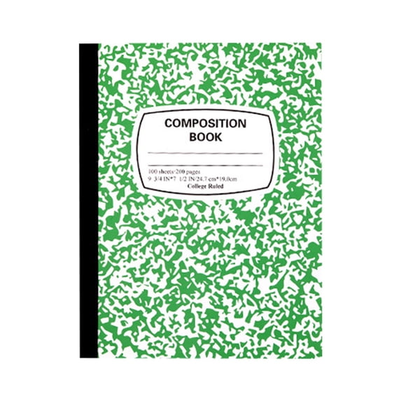 Composition Notebook, Marble Wide Ruled Composition Book, Cute Composition Notebooks for Writing, 200 Pages per Comp Book, Office Supplies, Classroom Must Haves,Green