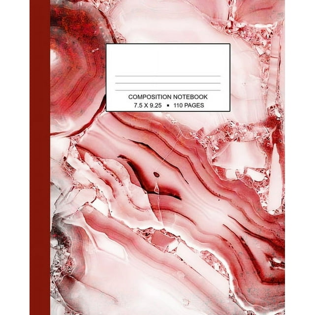 Composition Notebook Marbled Wide Ruled One Subject Red (Paperback)