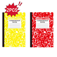 thumbnail image 1 of Composition Notebook Wide Ruled, 30 Sheet Composition Notebooks, 2 College Ruled Writing Notebooks, Marble Cover Notepad Lined Cute Journal Notebooks, 8.19" x 5.47", 2pcs (A5, Red+Yellow), 1 of 8