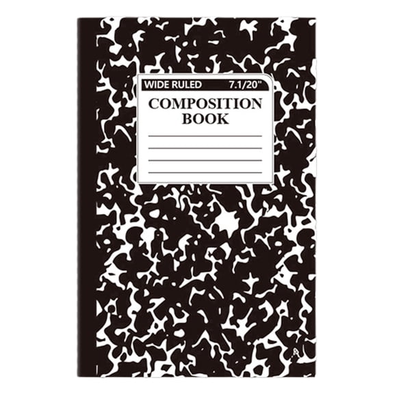 Composition Notebook, Wide Ruled Composition Book, Marble Composition Notebooks for Note Taking, 30 Sheets/60 Pages, Hard Cover, Sewn Binding, Classroom Must Haves, Office Supplies, Black