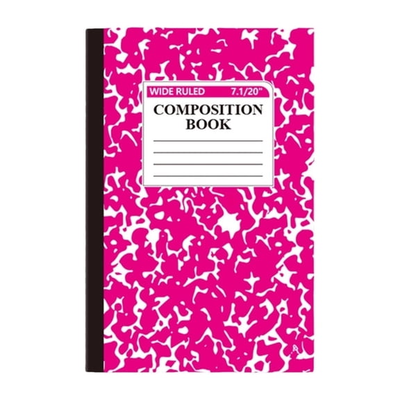 Composition Notebook, Wide Ruled Composition Book, Marble Composition Notebooks for Work, 30 Sheets/60 Pages, Hard Cover, Sturdy Sewn Binding, Office Classroom Supplies, Hot Pink