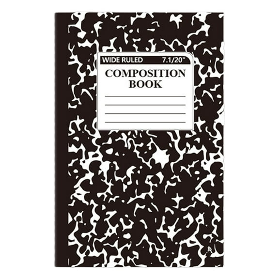 Denhf Composition Notebook, Wide Ruled Composition Book, 30 Sheets/60 Pages, Marble Cover, Sewn Binding, Classroom Must Haves, 8.3" x 5.5", Black