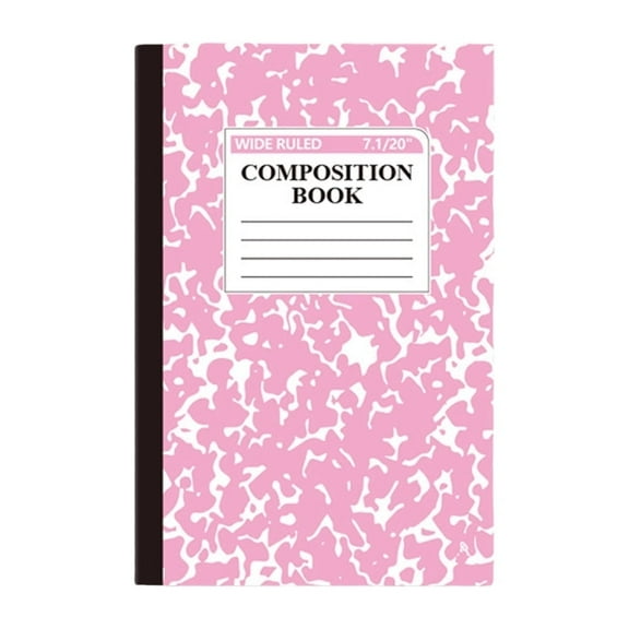 Composition Notebook, Wide Ruled Composition Book, Marble Composition Notebooks for Work, 30 Sheets/60 Pages, Hard Cover, Sturdy Sewn Binding, Office Classroom Supplies, Pink
