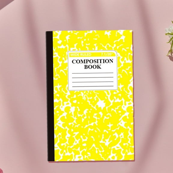 Composition Notebook, Wide Ruled Composition Books, 100 Sheets/200 Pages, Hard Marble Cover, Sturdy Sewn Binding, Office Classroom Supplies, Yellow