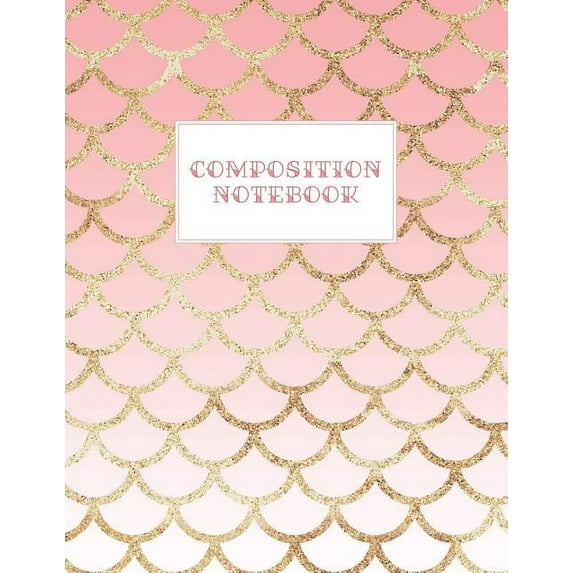 Composition Notebook: Wide-Ruled Coral Mermaid Style Fish Scale Design (Paperback)