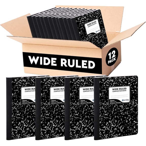 Composition Notebook Wide Ruled Hard Cover Marble composition notebook, 100 Sheets, Wide Ruled Composition Notebooks, White Paper Composition books, Black and white composition notebook.