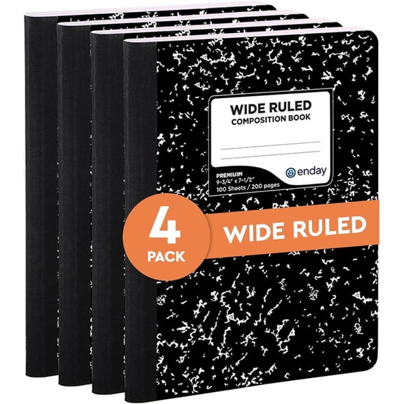 Composition Notebook Wide Ruled Hard Cover Marble composition notebook, 100 Sheets, Wide Ruled Composition Notebooks, White Paper Composition books, Black and white composition notebook.