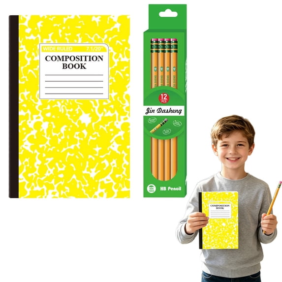 Composition Notebook Work Notebook Hardcover Notebook Classroom Essentials Notebook College Ruled Office Supplies Meeting Notebook Cute Composition Notebook College Notebook with 1 Box of Pencils #2
