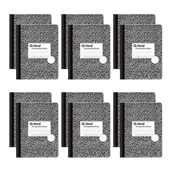 Composition Notebooks, Graph Ruled Paper, 9-3/4" x 7-1/2", Black Marble Covers, 80 Sheets, 12 per Pack (63786)