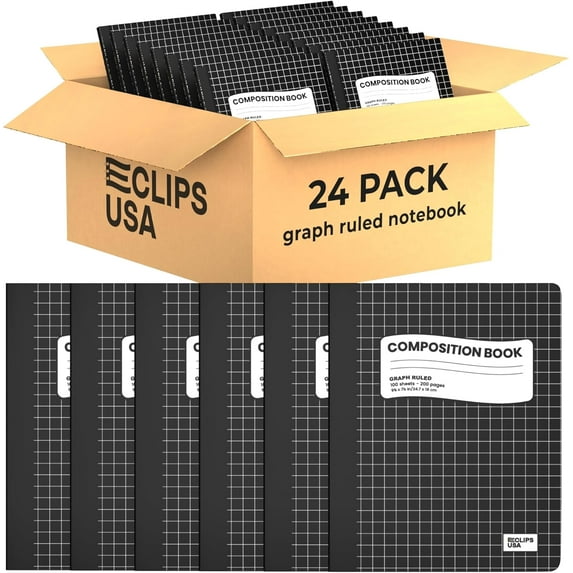 Composition Notebooks, Quad Ruled, Graph Paper Composition Notebook, Hard Cover Marble Graph Composition Notebook, 100 Sheets, 9.75″ x 7.50″ (24 Pack)