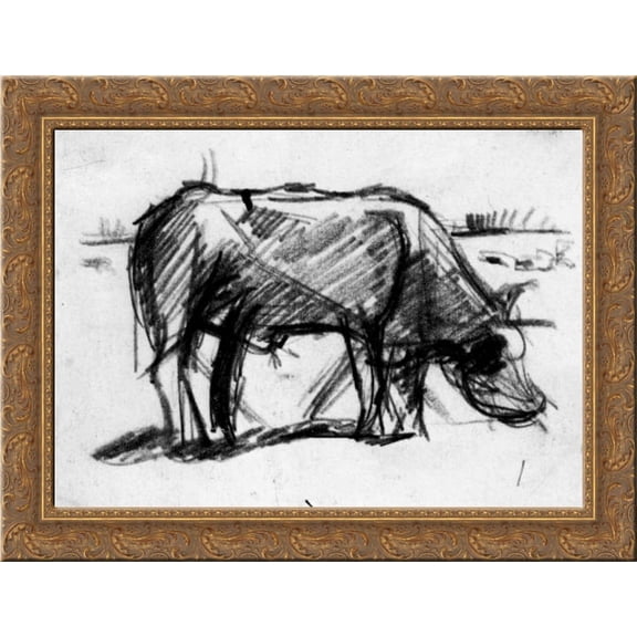 Composition (The Cow) 24x18 Gold Ornate Wood Framed Canvas Art by Theo van Doesburg