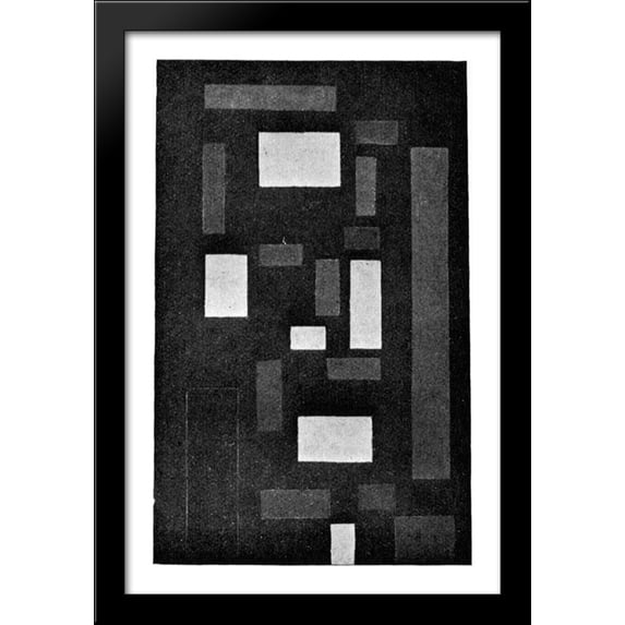 Composition VI (on black fond) 26x40 Large Black Wood Framed Print Art by Theo van Doesburg