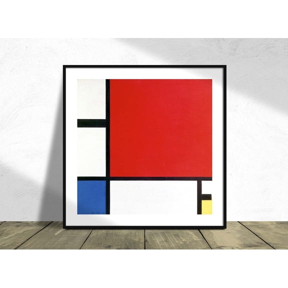 Composition With Red Blue And Yellow Piet Mondrian Square Geometric Wall Art Unframed Paper Print