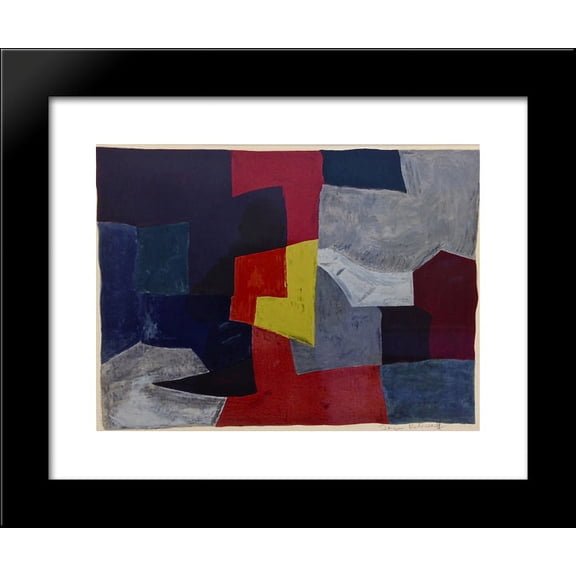Composition grise, rouge et jaune 20x24 Framed Art Print by Poliakoff, Serge