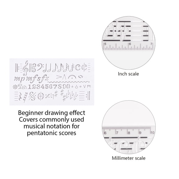 Composition ruler Sheet Composer Template Sheet Music Drawing Sheet Ruler Dual Scales Curve Ruler PP Transparent Silk Screen Printing Music Symbol Manuscript Tool Ruler for Composers and Music