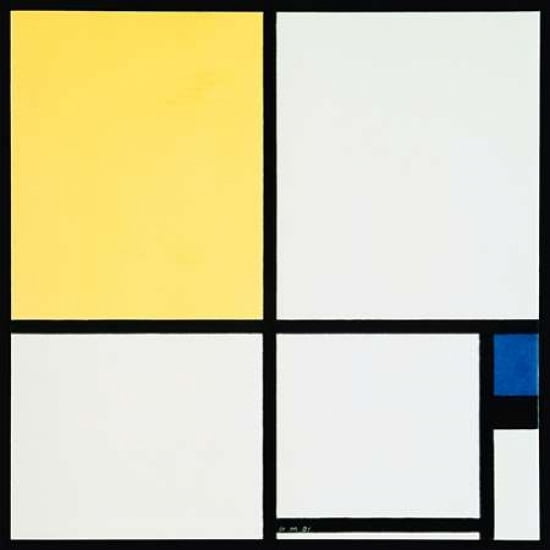 Composition with Blue and Yellow Canvas Art - Piet Mondrian (24 x 24)