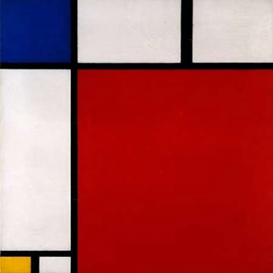 Composition with Red Blue and Yellow Canvas Art - Piet Mondrian (24 x 24)