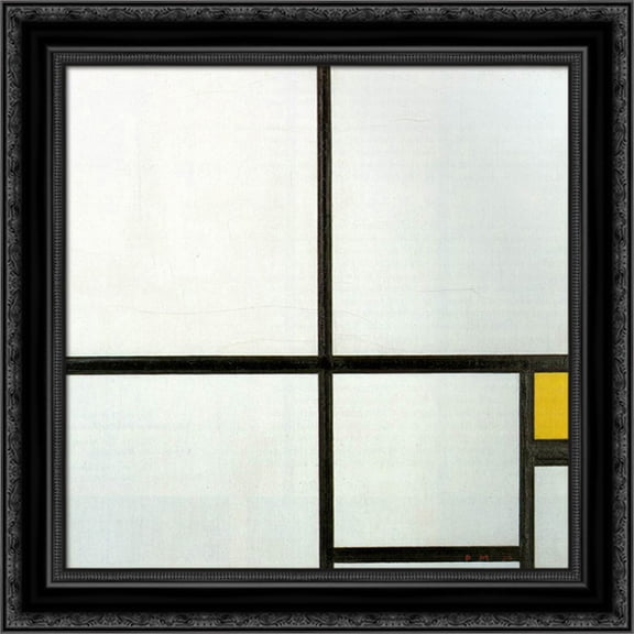 Composition with yellow patch 20x20 Black Ornate Wood Framed Canvas Art by Mondrian, Piet