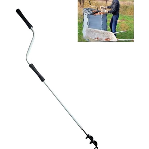 Compost Aerator Tools, 110CM Length Compost Turner Iron Composting Accessories - Manual Turners for Compos Bins and Garbage Decomposition, Rustproof and Durable$$Garden & Patio