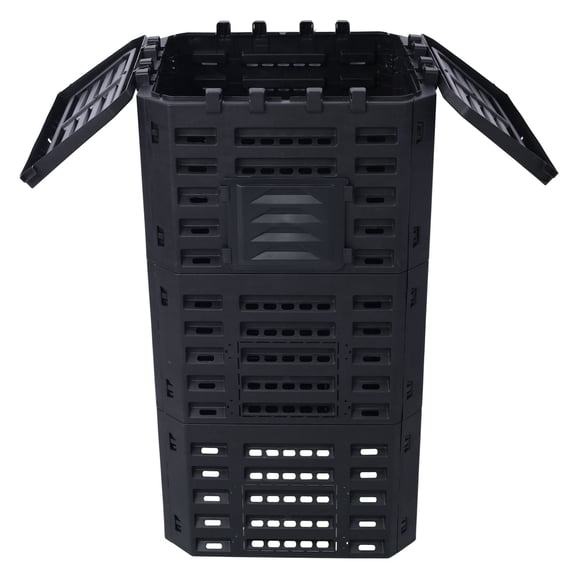Compost Bin 132 Gallon - D.F. Omer Outdoor Recycled Plastic Composter, 500L Large Garden Compost Box, Easy Assembly, Lightweight Aerating Compost Container