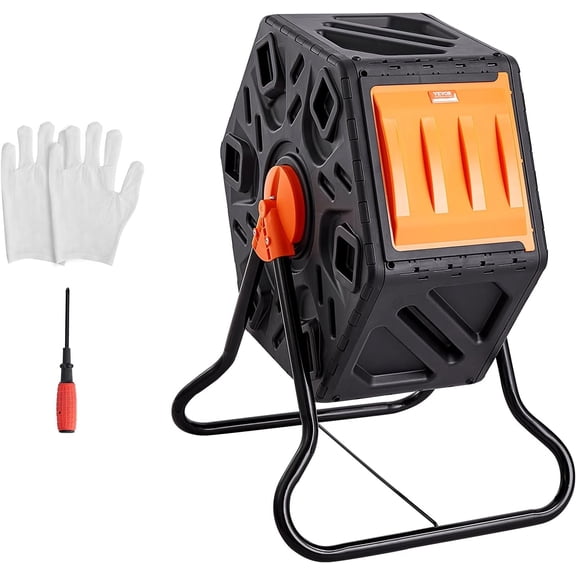 Compost Bin, 18.5-Gal Small Composting Tumbler, Compact Single Rotating Chamber with Sliding Door and Steel Frame, BPA Free Composter Bin Tumbler for Garden, Kitchen, Yard, Outdoor