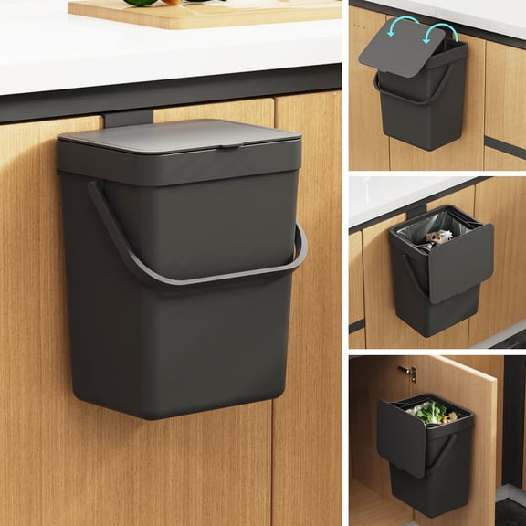 Compost Bin Kitchen, Small Compost Bin for Kitchen, Countertop Compost Bucket with Lid, Odorless Hanging Trash Can for RV/Office/Dog, Mini Food Waste Bin for Countertop,
