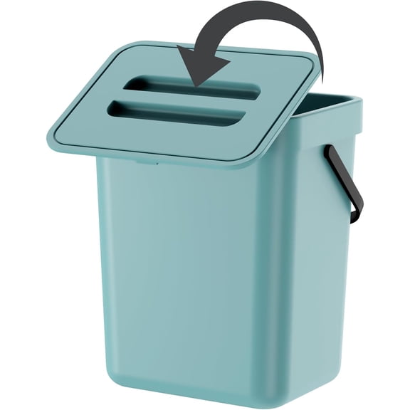Compost Bin Kitchen, for use on Countertops or Under Sinks, Hanging Trash Can with Lid, for Cupboard/Bathroom/Bedroom/Office/Camping, Mountable Indoor Compost Bucket(Black 0.8 Gallon/3L)