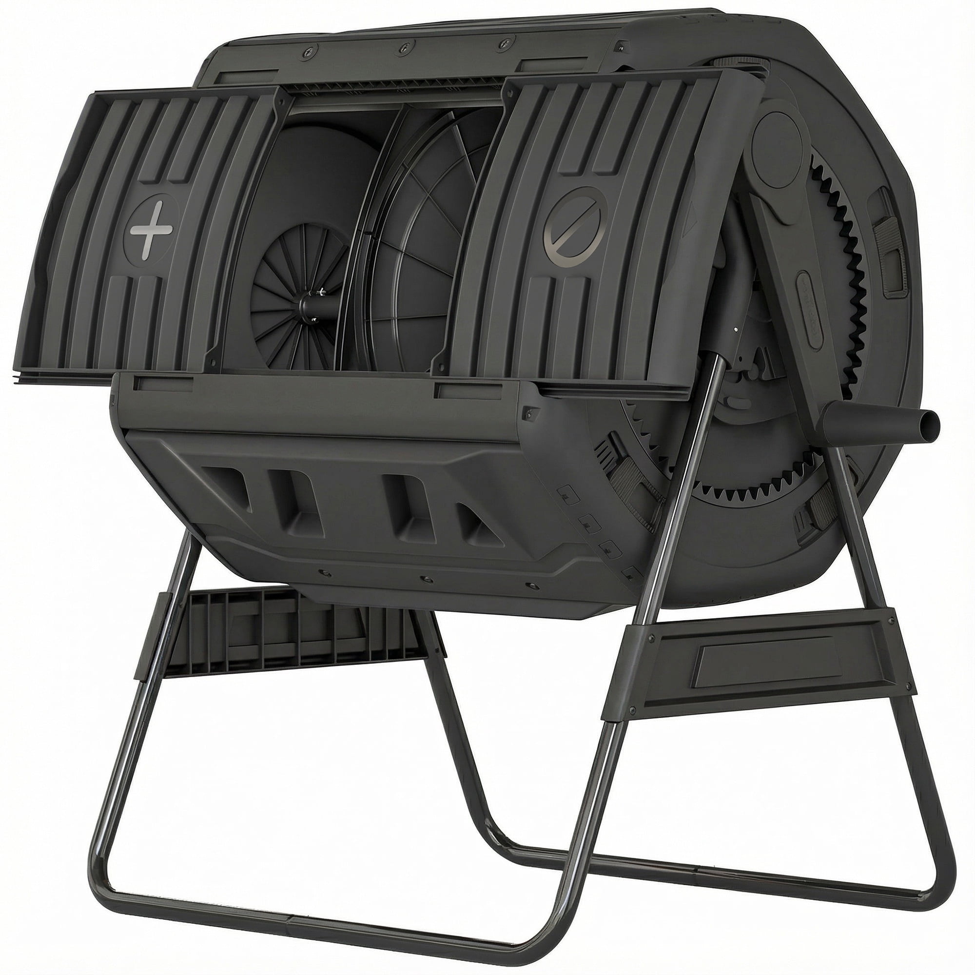 Compost Bin Outdoor, 53 Gal Dual Chamber Tumbling Composter with ...