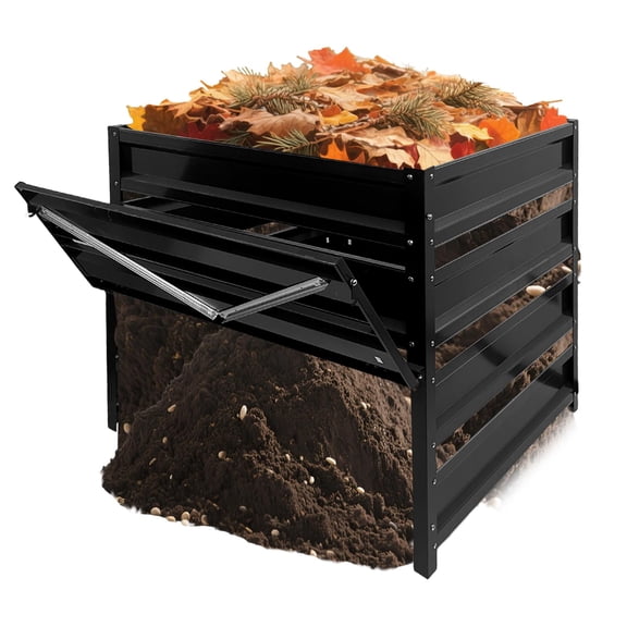 Compost Bin Outdoor Metal Wire Mesh Compost Bin Rust Proof Coating Large Compost Bin For Yard Waste Leaves Kitchen Scraps Black Garden Composter
