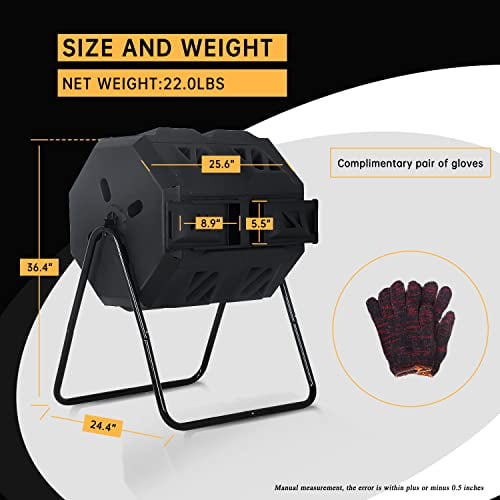 Compost Bin Outdoor Tumbler Compost Single Chamber 43 Gallon Capacity